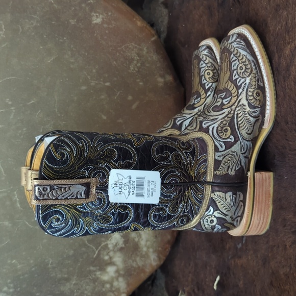 TIN HAUL "Golden Horns" cowgirl western boots square toe "what the fox" sole 7.5 - Picture 8 of 16